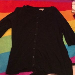 Black Button-up Cardigan Short Sleeve